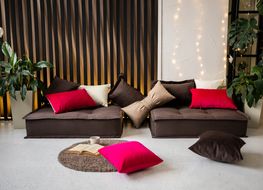 Диван-кровать, кресло-кровать MIELLA 2 Small, коричневый с коричневыми подушками